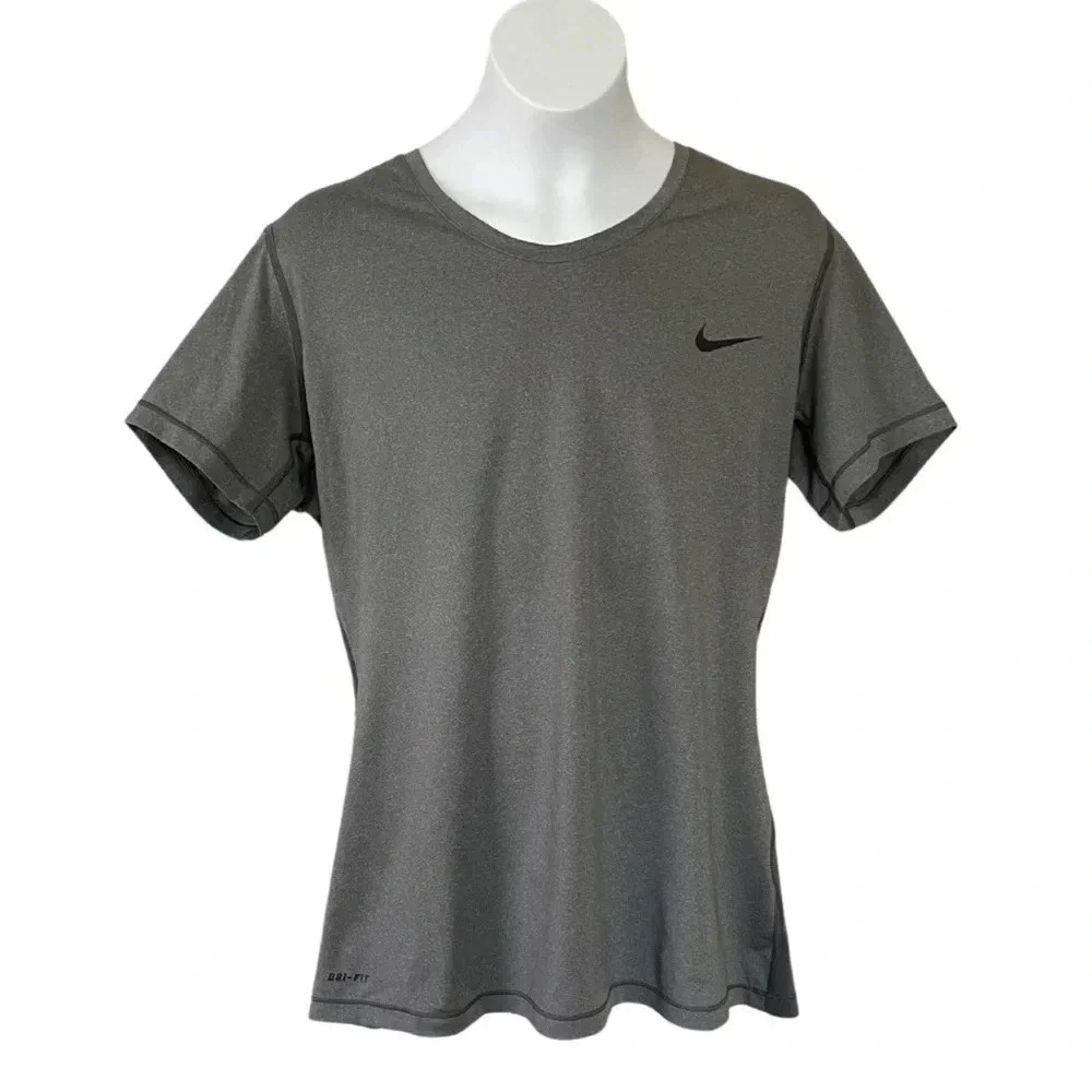 Nike Pro Dri Fit Women's Large Gray Perforated Back Active Shirt - Short Sleeves
